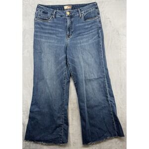 KUT from the Kloth Cropped Wide Leg Blue Mid Rise Jeans Demin Women's Size 12